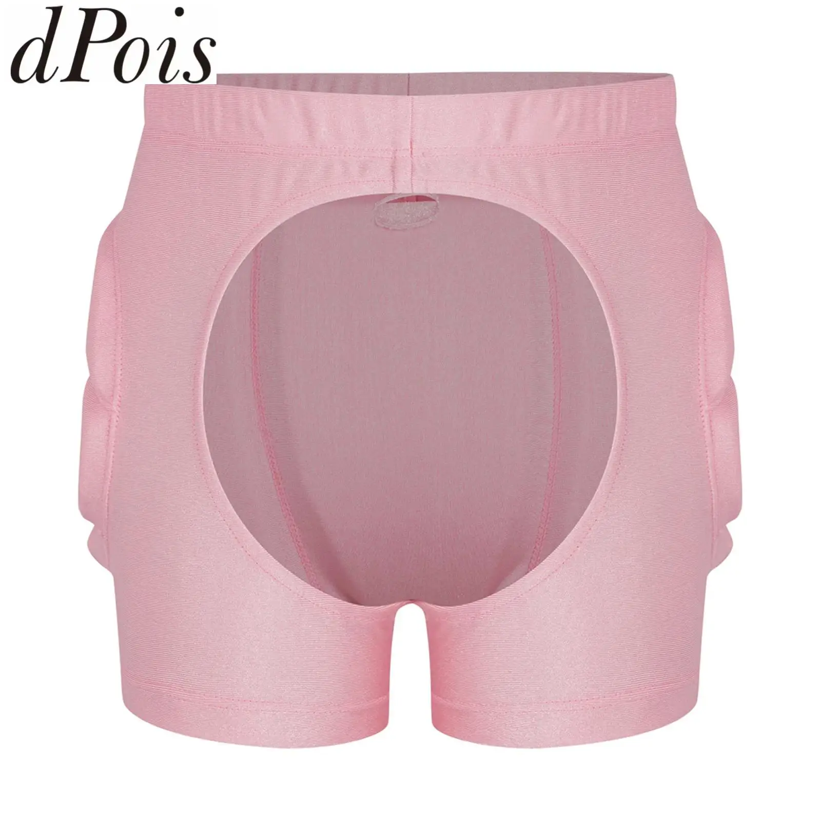 Kids Girls Boys Cutout Front Butt Hip Padded Shorts Solid Color Sports Shorts for Skating Snowboarding Skateboarding