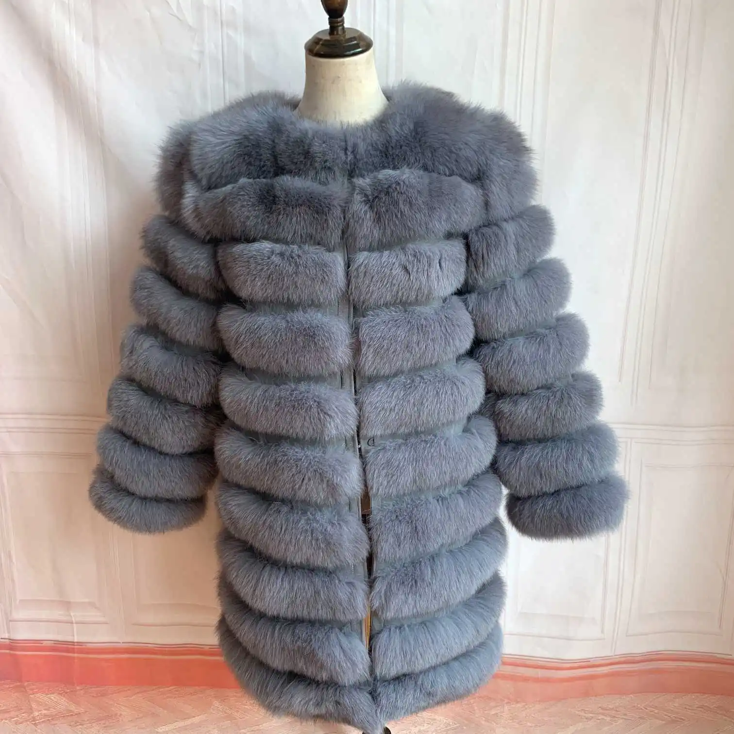 NEW 4in1 Real Fox Fur Long Coat Winter Coat for Women Jackets Vest Winter Outerwear Women Fox Fur Coat High Quality Fur Clothes
