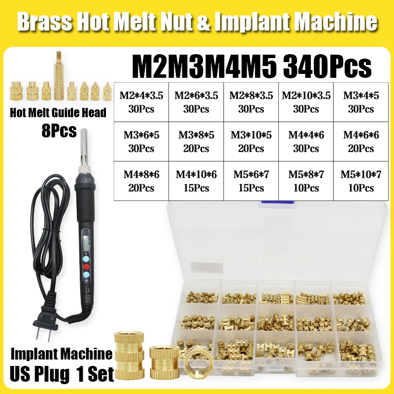 Messing-Wärmeeinsatzmutter 60W Lötkolben-Set mit Einstellbarer Temperatur LCD-Lötwerkzeug Kupfermuttereinsätze für 3D-Drucker-Zubehör – Detail 13