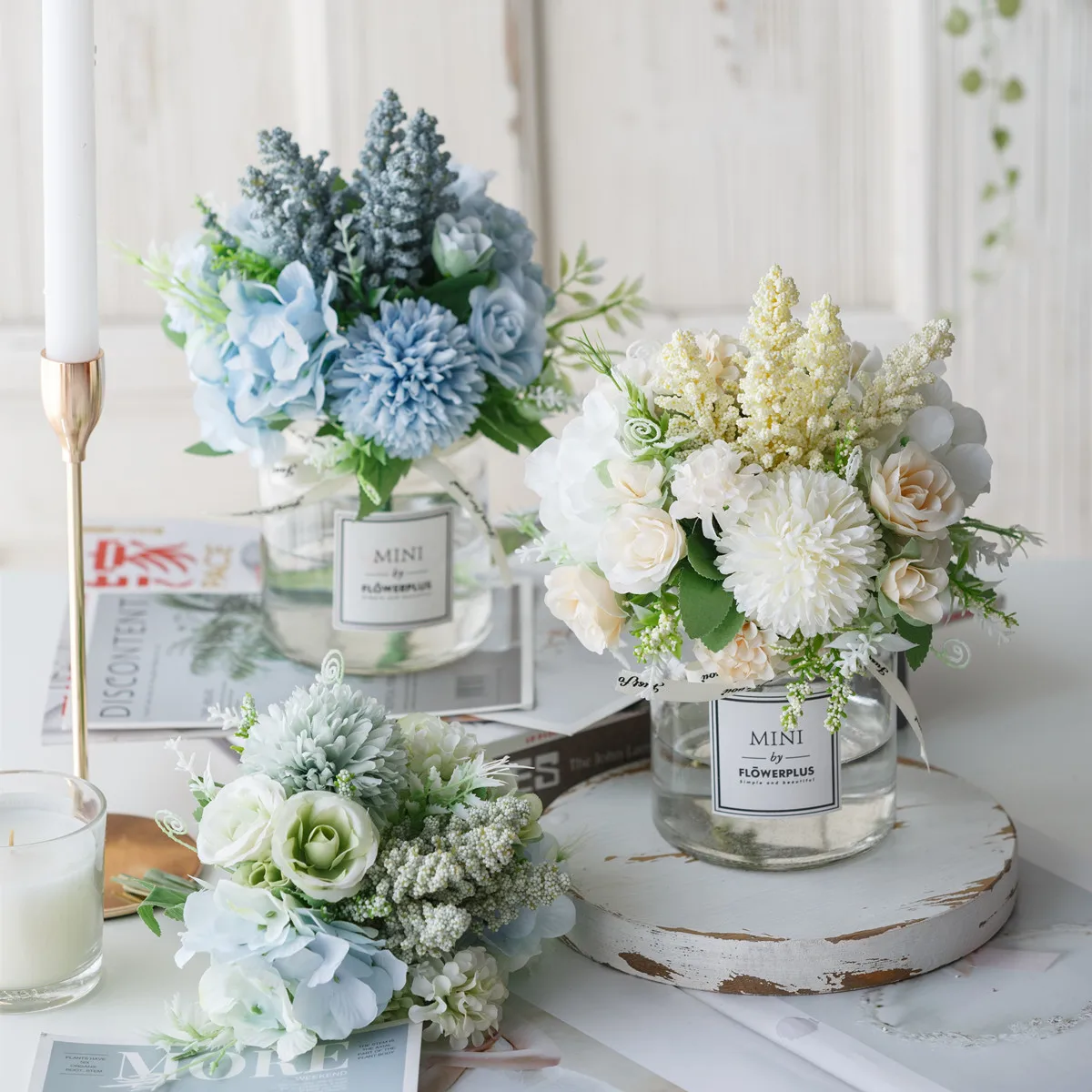 

Hydrangea Glass Vase Rose Flower Simulation Suit Simulation Plant Potted Home Decoration Decoration Fake Flower Pot