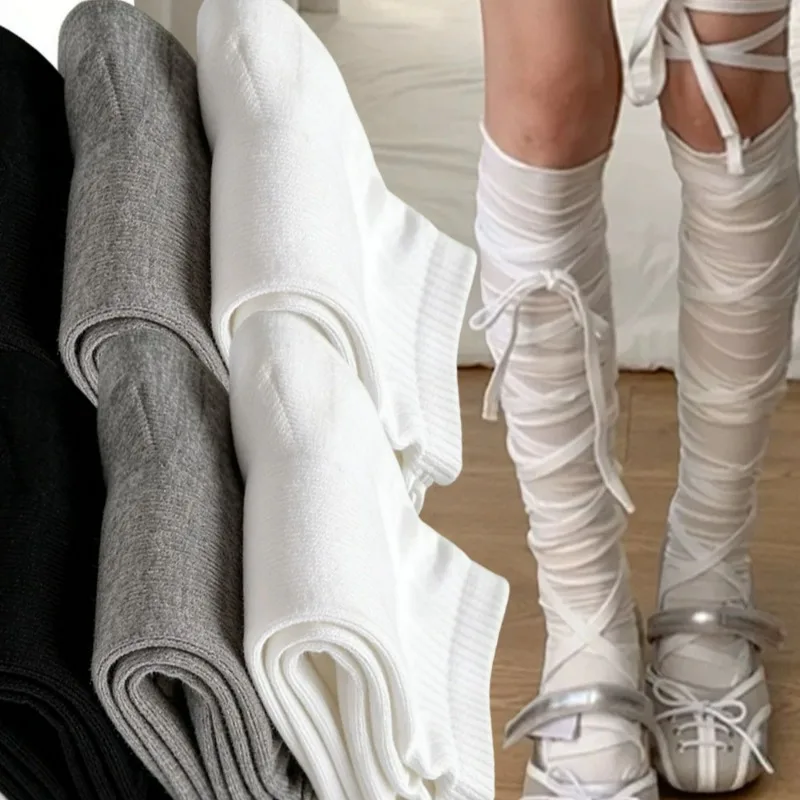 

Japanese Lace Up Leg Cover Socks Women Y2K Lolita Stockings Japanese Leg Cover Socks Spicy Girl Ballet Style Cosplay Stockings