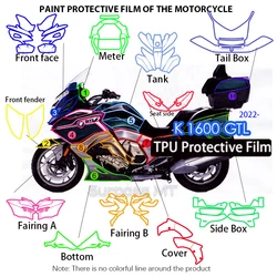 K1600GTL PPF Paint Protection Film Anti-scratch Protective Film For BMW K 1600 GTL Translucent TPU Thickness 7.5Mil