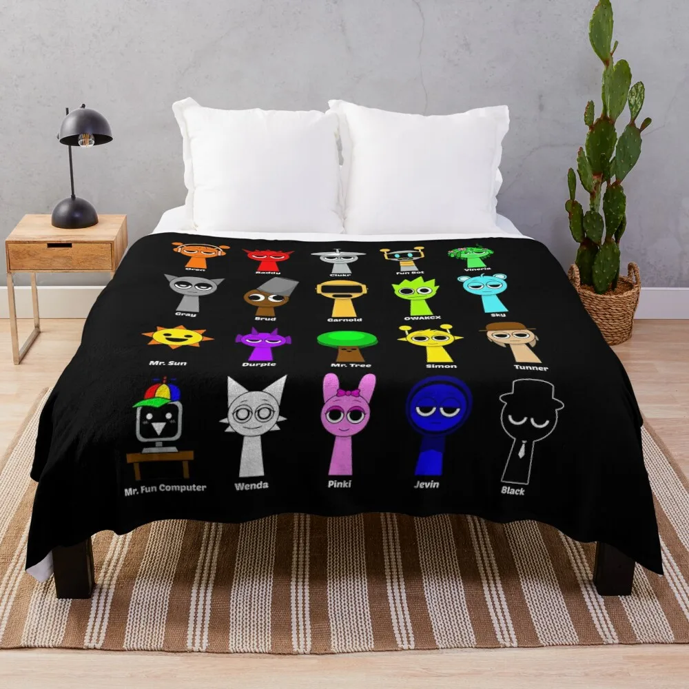 All my Sprunki game toys Throw Blanket Softest Winter beds Decoratives Retros Blankets