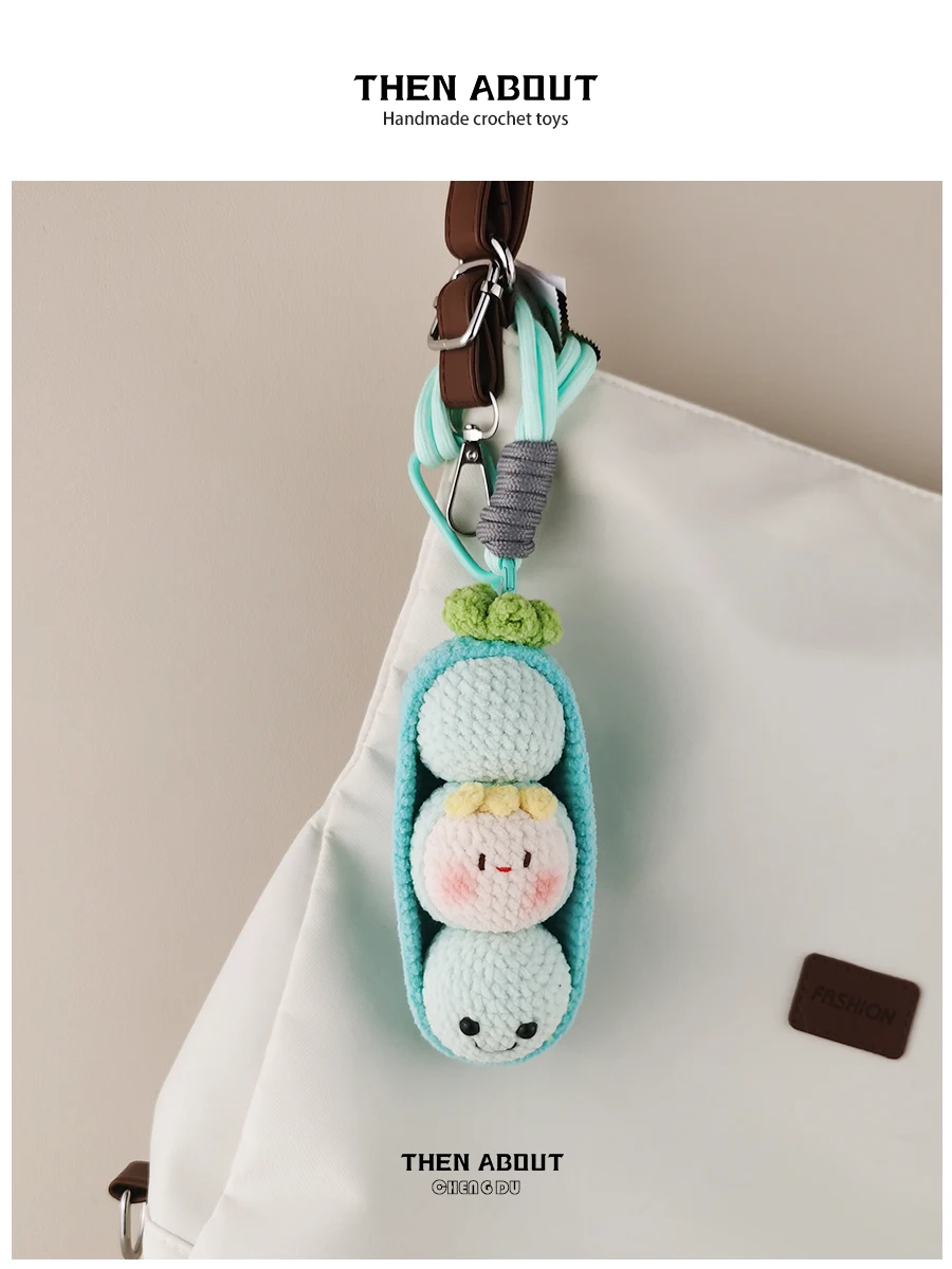 Cute Dumpling Shaped Keychain Bag Charm Fixed Pea Design Fashionable Bag Accessory Key Holder Unique Gift