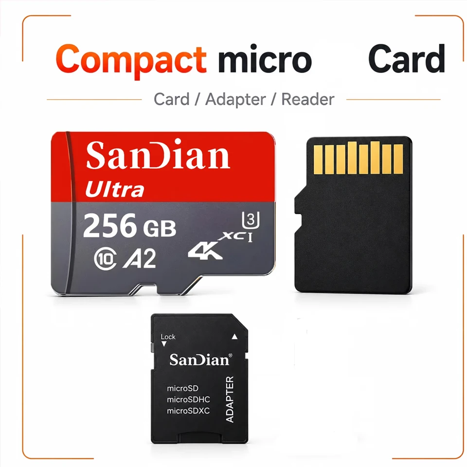 بطاقة ذاكرة Micro SD متينة بسعة 256 جيجابايت، وبسعات 128 جيجابايت و64 جيجابايت، من نوع TF، مقاومة للصدمات، فئة 10، U1، للاستخدام مع أجهزة GPS والهواتف وأجهزة الكمبيوتر المحمولة - بطاقة SD.