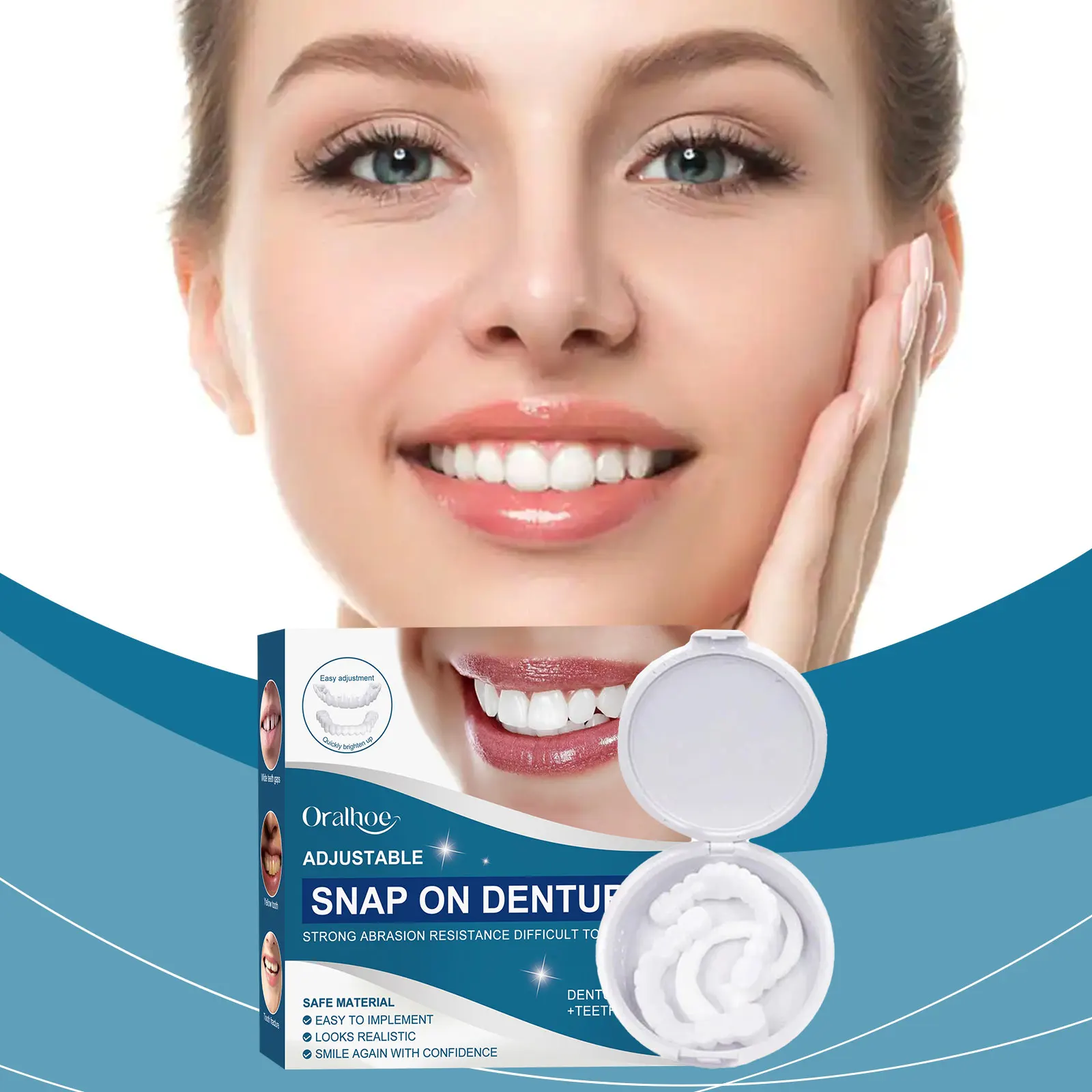 

Adult Adjustable Dentures Snap-On Fake Teeth Comfortable Fit Mouth Portable Braces Decorate Gaps For Teeth Enhance Aesthetic