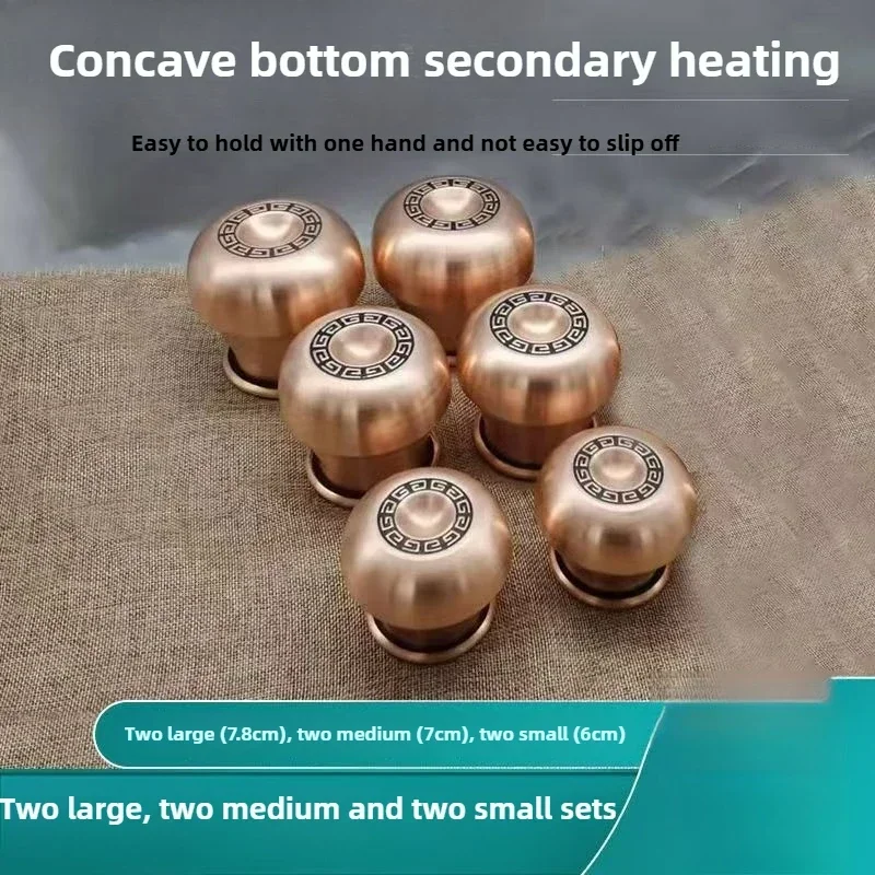 New Copper Cup Chinese Vacuum Cupping Kit Pull Out Vacuum Apparatus Therapy Relax Massager Curve Suction Pump 6PCs