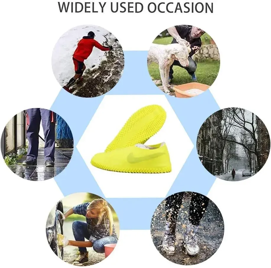 Cubiertas impermeables para zapatos, cubrezapatos antideslizantes resistentes al agua, protectores de cubrezapatos de lluvia de goma de silicona para niños, hombres y mujeres