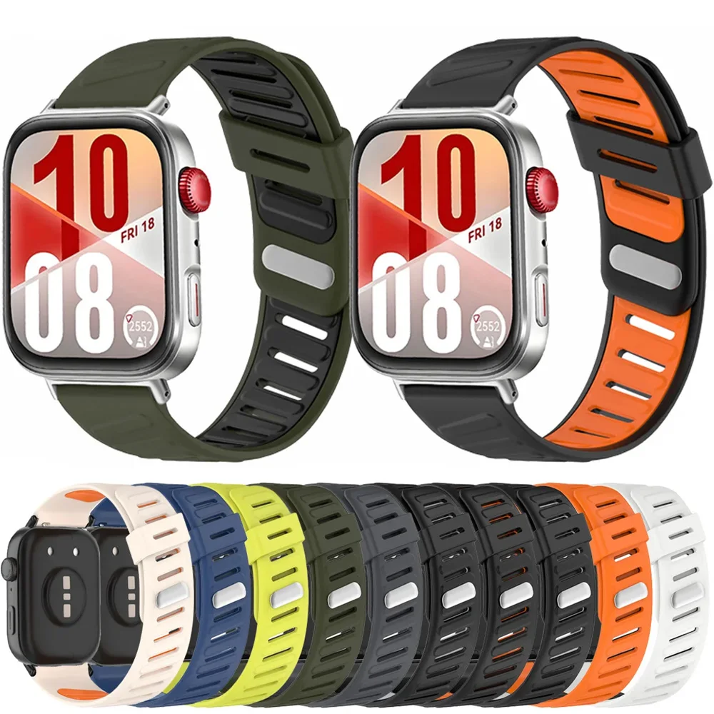 

Двухцветный силиконовый ремешок для Huawei Watch Fit 4Pro, спортивный ремешок с саржевым узором для Huawei Watch Fit 4/3, аксессуары для умных часов 2025