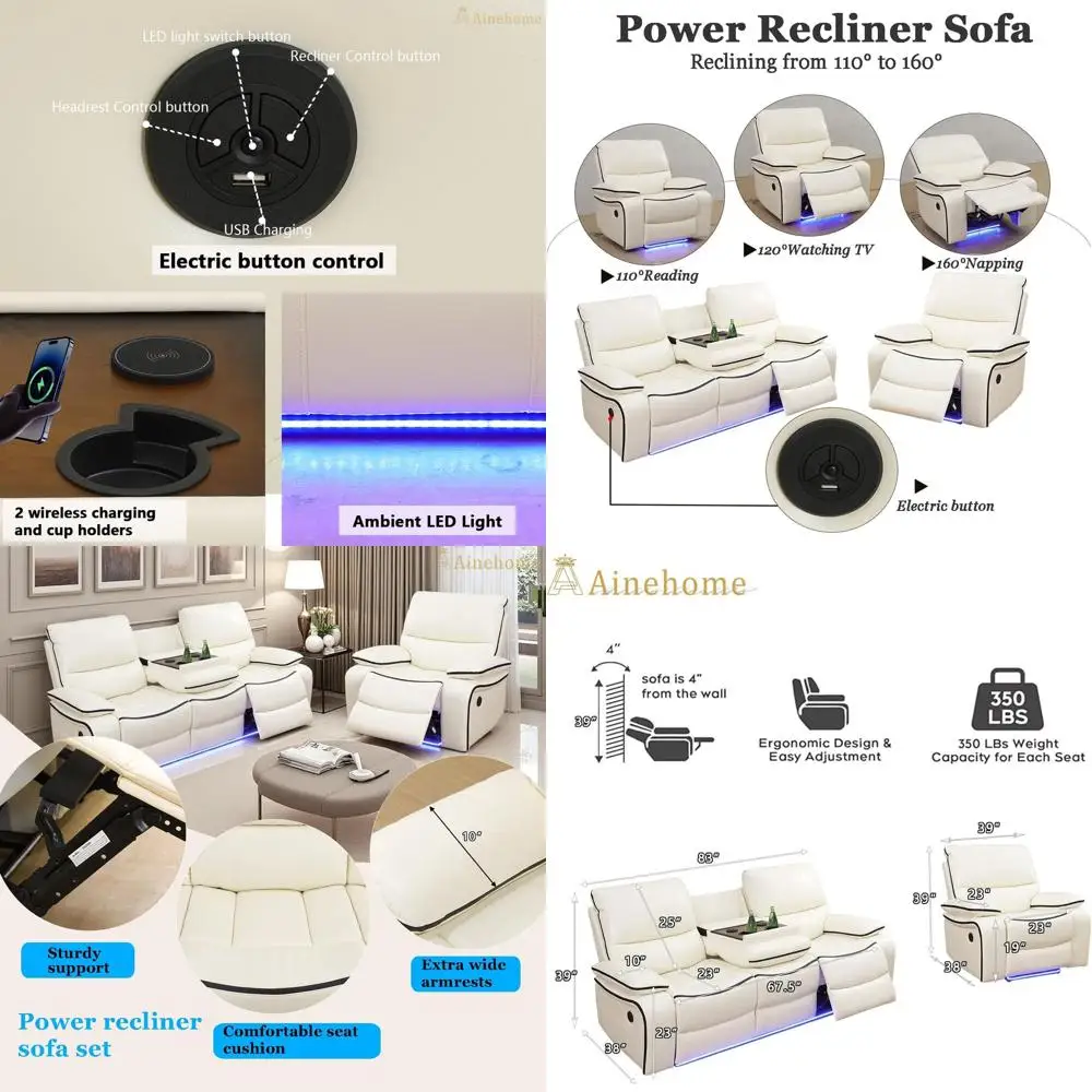 

Двухместный раскладной диван-кровать с подстаканниками, отсеками для хранения и функциями зарядки для гостиной