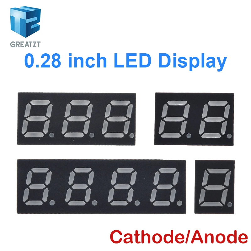 0.28 Inch Digital Tube LED Display 1Bit 2Bit 3Bit 4Bit Display Common Anode / Cathode 0.28" 7 Segment Led Display Board