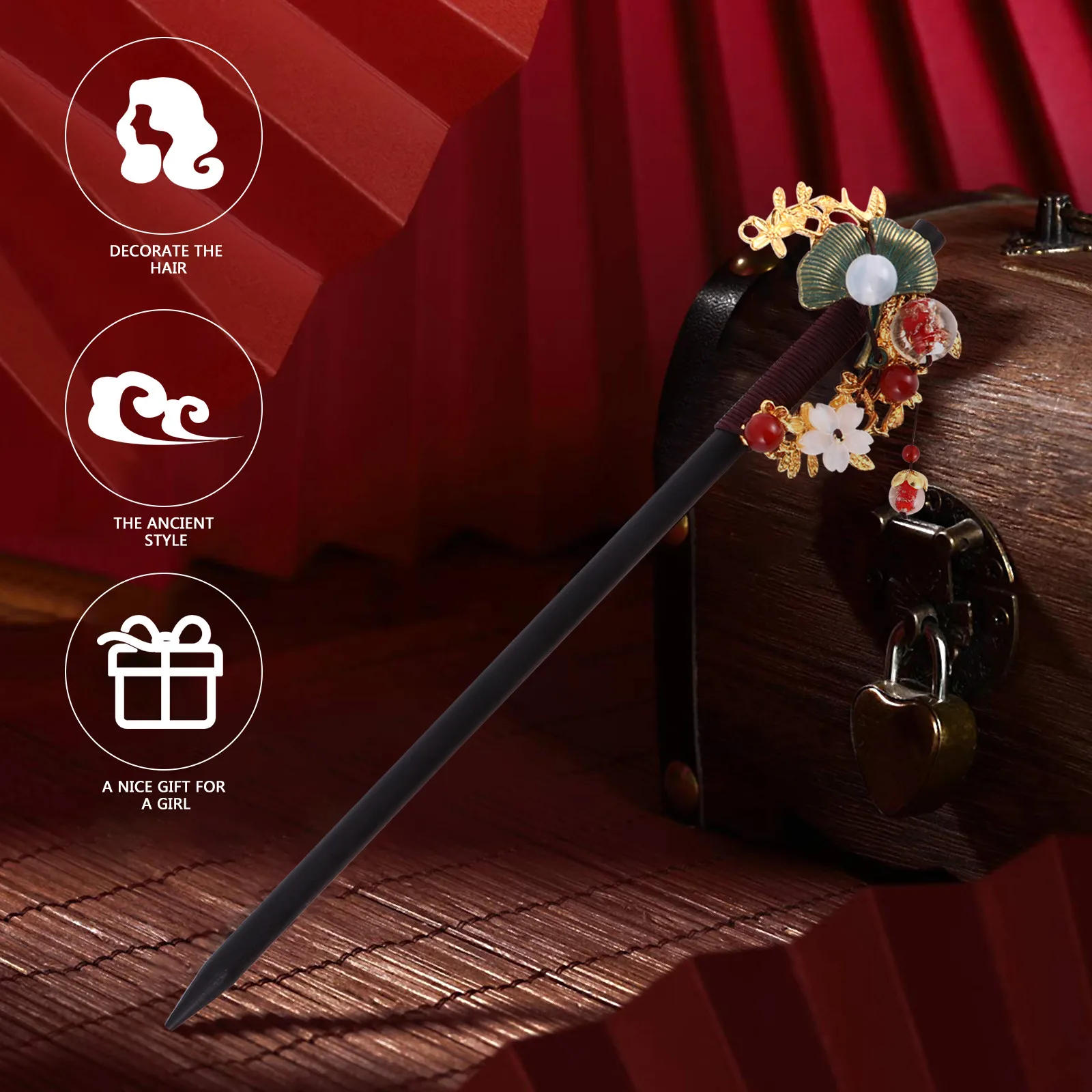 

Винтажная китайская заколка-шпилька для волос в стиле ретро для девочек: для свадьбы, фестиваля, костюмированной вечеринки, фотосессии, церемонии. Элегантное украшение для волос.