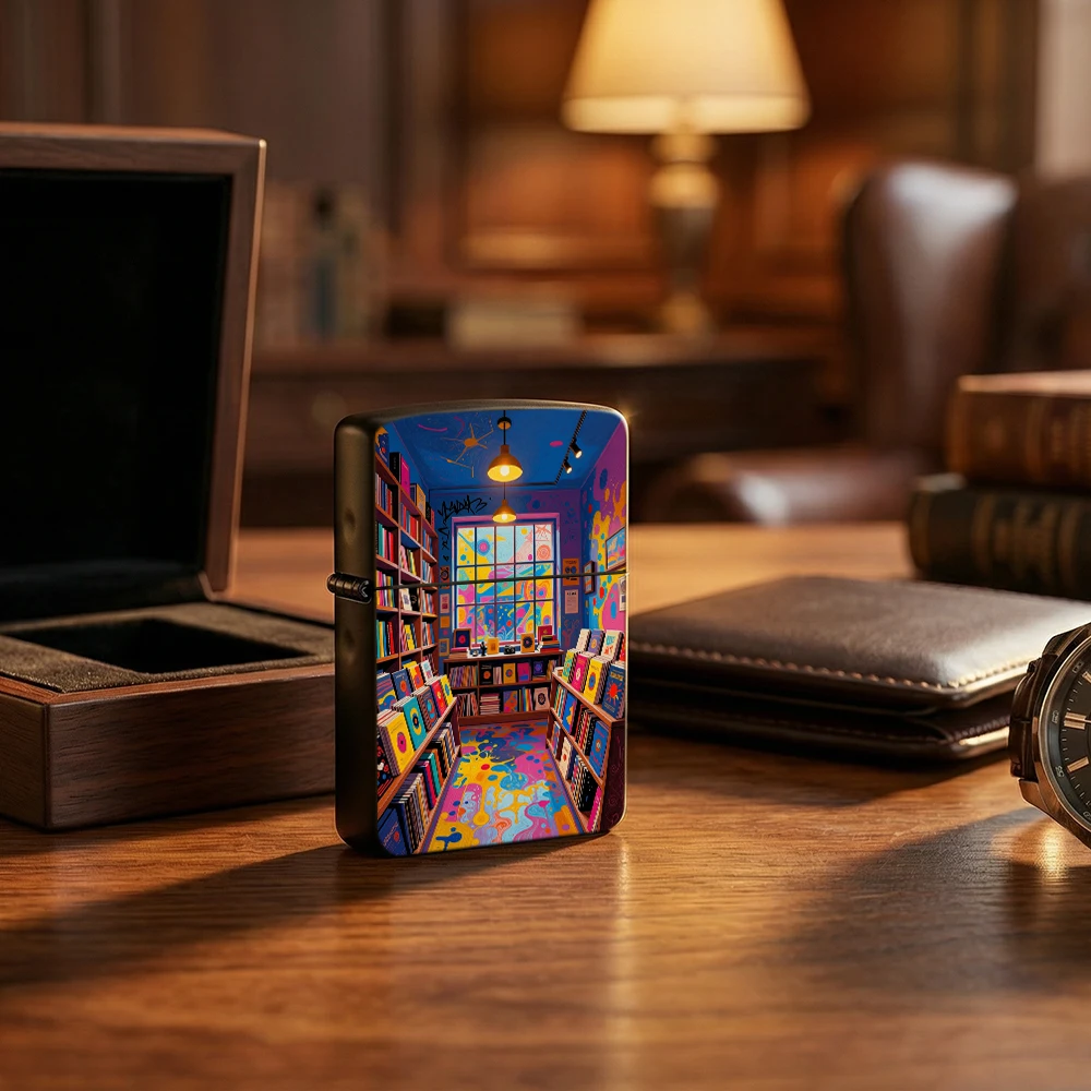 

Colorful Abstract Bookstore Pattern Flip Top Lighter