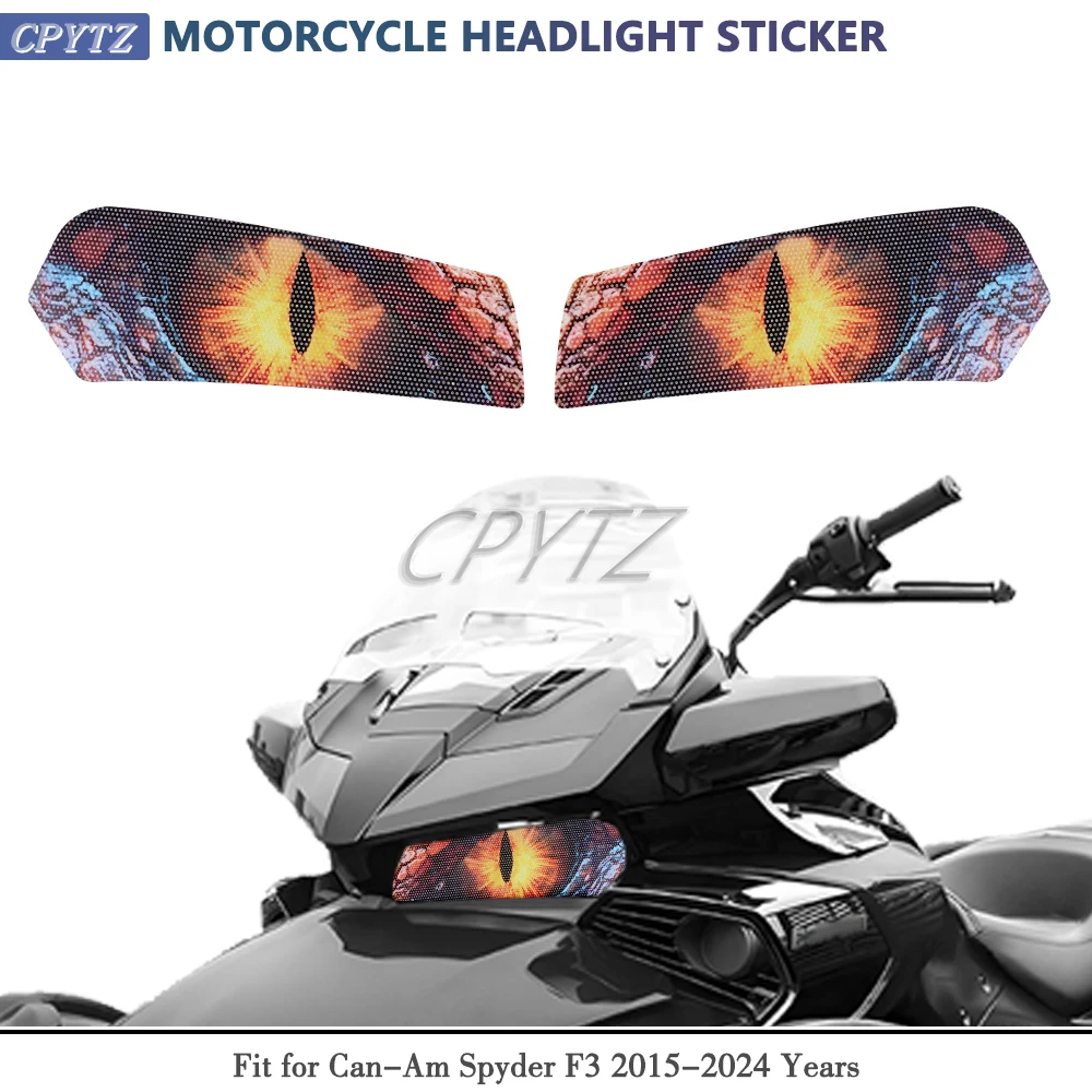 Motorcycle Headlight Stickers Fit For Can-Am Spyder F3 2015-2024 Years Front Fairing Head Lamp Guard Decals