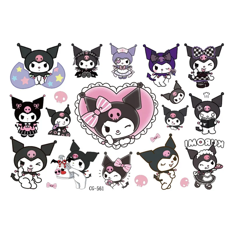 Sanrio Kuromi Tattoo Sticker Anime Figures Kid Cartoon Tattoo Sticker Cute Birthday Party Tattoo Stickers Water Transfer Sticker