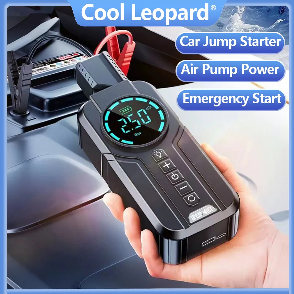 Car Jump Starter Air Pump 4 in 1 Power Bank Lighting Cars Battery Starters Starting Auto Tyre Inflator Portable Air Compressor