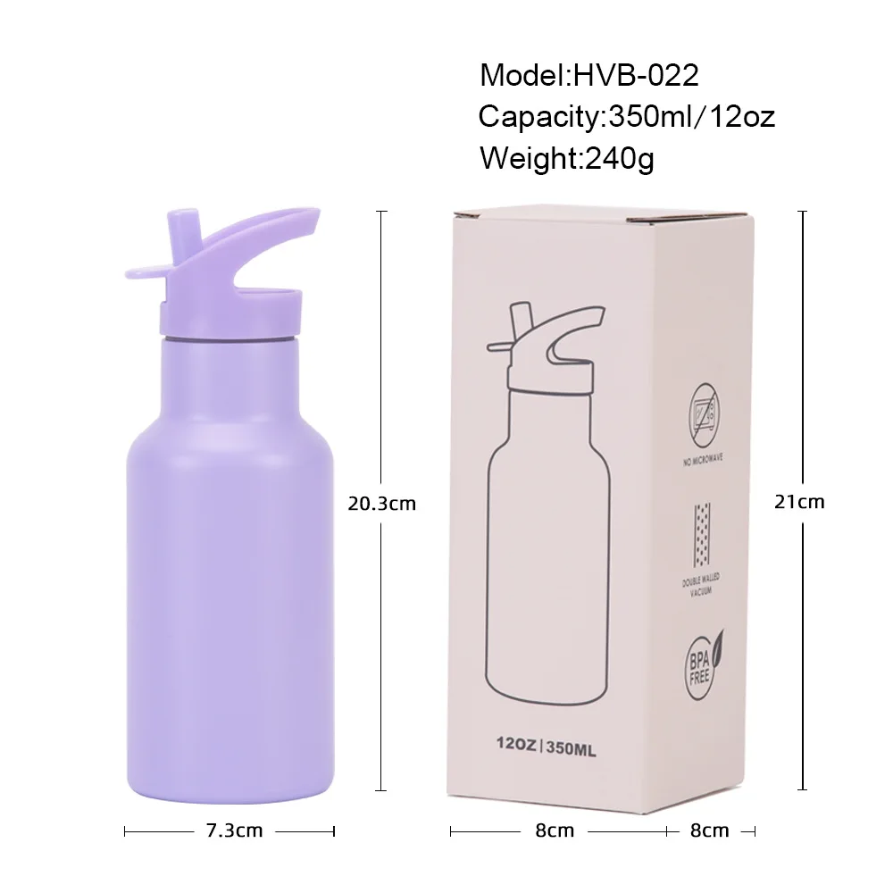350ml Sports Thermos Cup With Handle And Straw,Double Vacuum Flasks,Portable Outdoor Drinkware,Mini Stainless Steel Water Bottle view 5