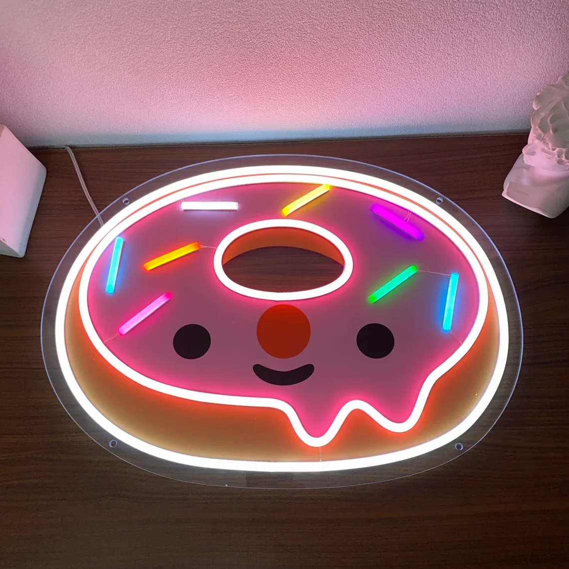 Donuts Neon Sign Custom Food Bakery Night Wall Art Decor for Sweet Shop Kitchen Coffee Desserts Shop UV Print Sign for Baby