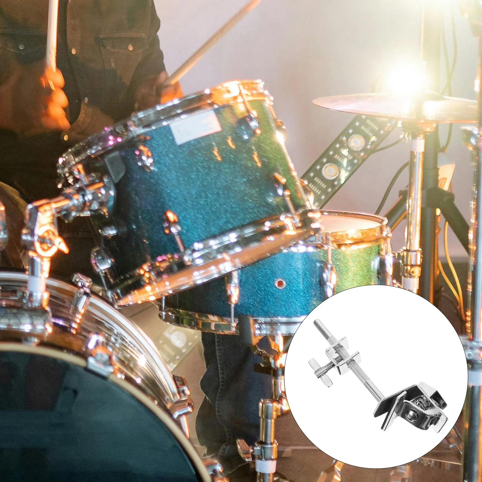 วงเล็บ Cowbell ขาตั้งคลิปเชื่อมต่อผู้ถือโลหะปรับได้ Mount อุปกรณ์เสริม Silver Fixing CLAMP