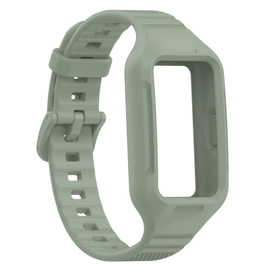 Band voor Huawei Band 6 7 8 9 10 Polsband Zachte siliconen band met hoesje Vervanging Armband voor Huawei Band 6 7 8 9 10 Riem