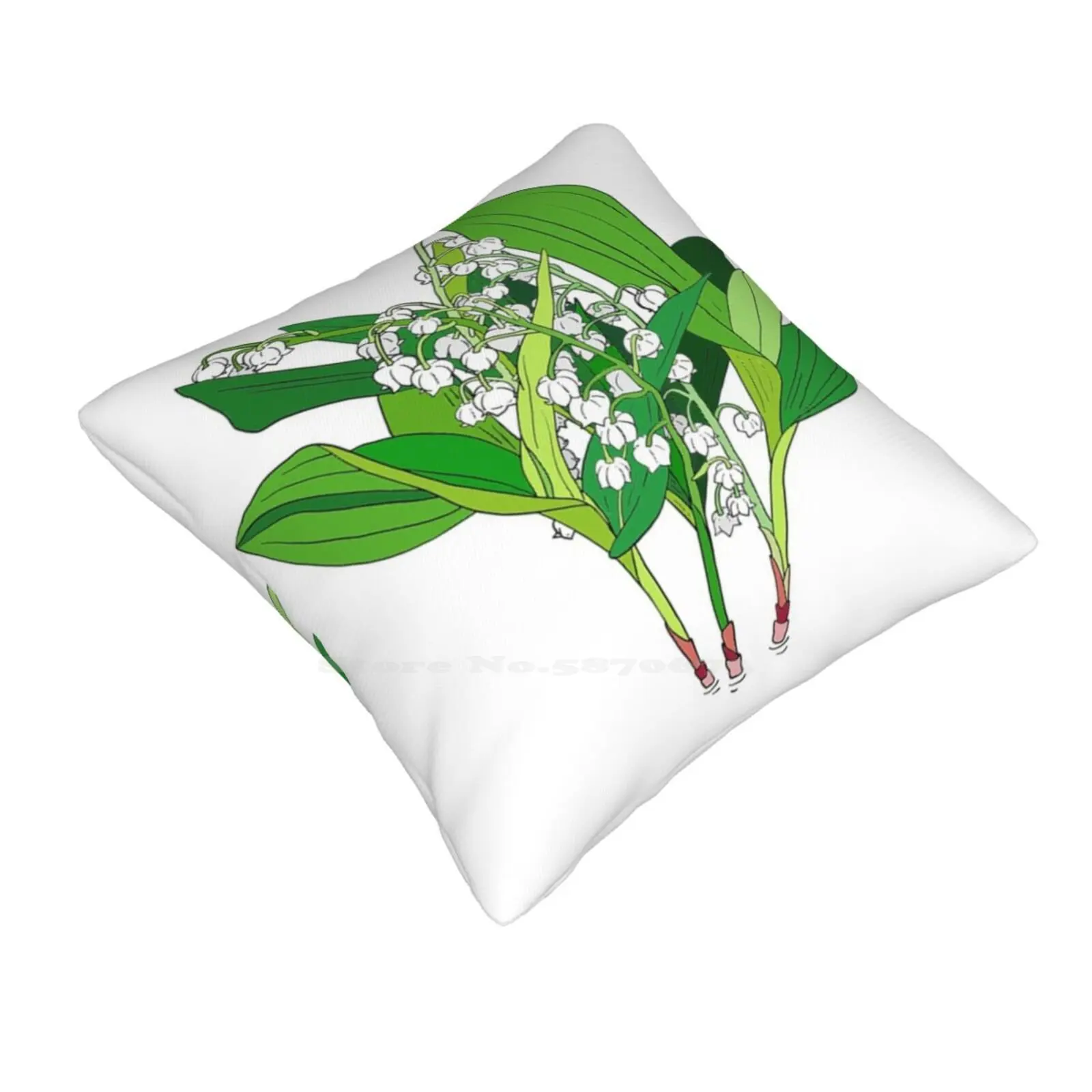 Lilly Of The Valley Throw Cushion Pillow Cover Flower Plants Lily Of The Valley Lilies Green Nature White Cute Pretty Lovely