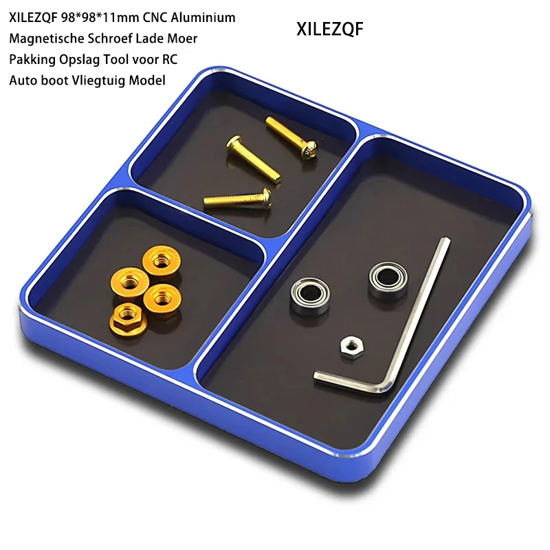 98*98*11mm CNC Aluminium Magnetische Schroef Lade Moer Pakking Opslag Tool voor RC Auto boot Vliegtuig Model