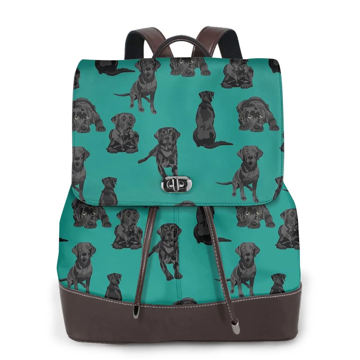 Black Labrador Retriever Dog Women Soft Leather Backpack Large Capacity Multi Pockets Work Travel Ladies Casual Rucksack