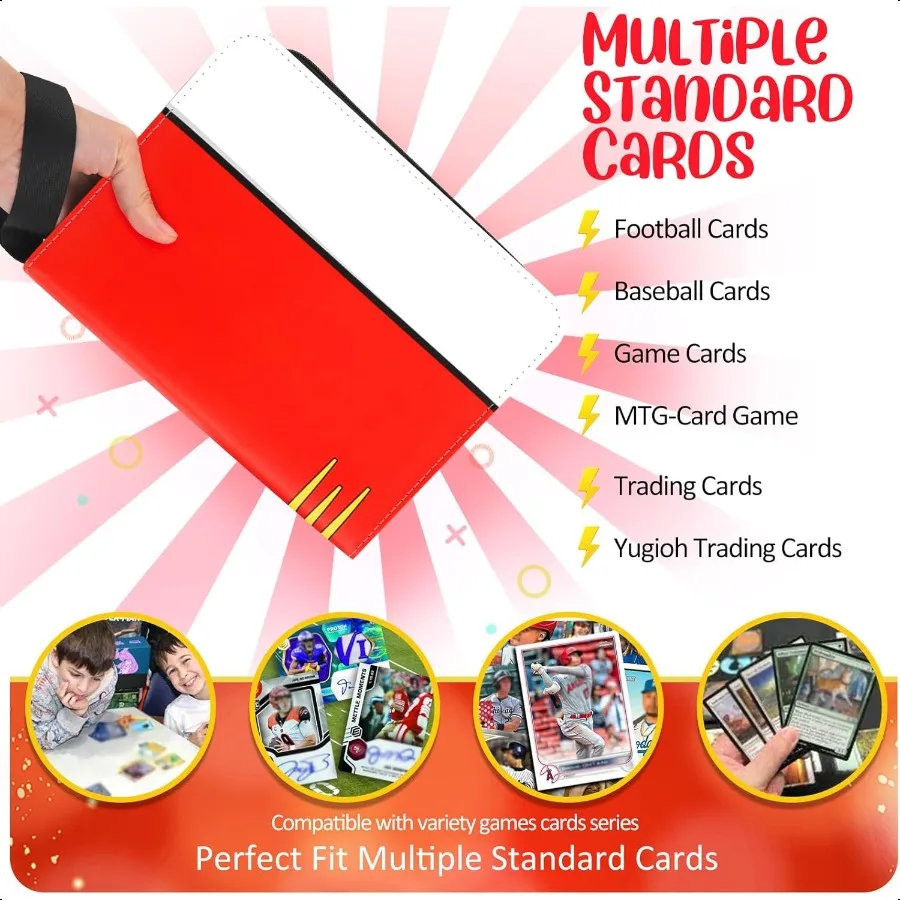 카드 바인더 4포켓 수집용 트레이딩 카드 앨범 400장 수납 가능 50개의 탈부착 가능한 슬리브 포함 휴대용 트레이딩 카드 바인더