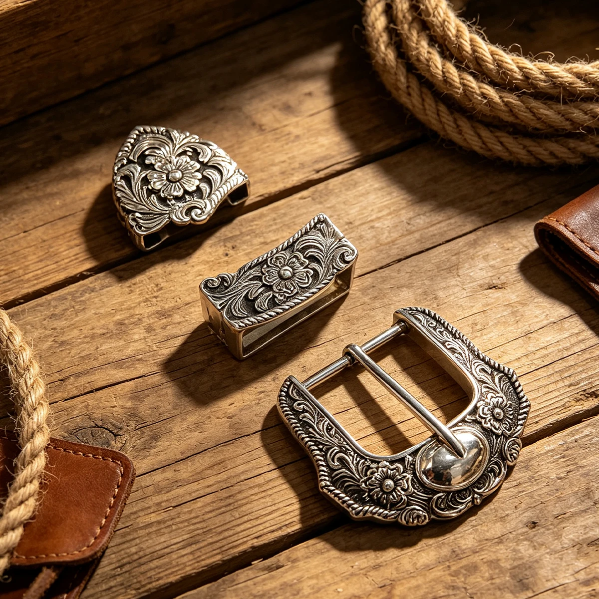 1 Set Silver and Brass Metal Belt Buckle for Women Vintage Embossed Pin Buckles DIY Leather Craft Buckle for 38mm Belt Accessory