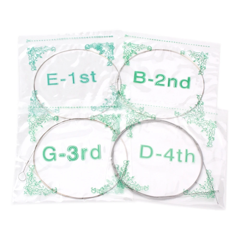 

4 PCS/ Set Assorted Sizes Steel Coated Copper Alloy Wound Banjo Strings A / D / G / C String 0.23mm 0.41mm 0.58mm 0.76mm for 4 S