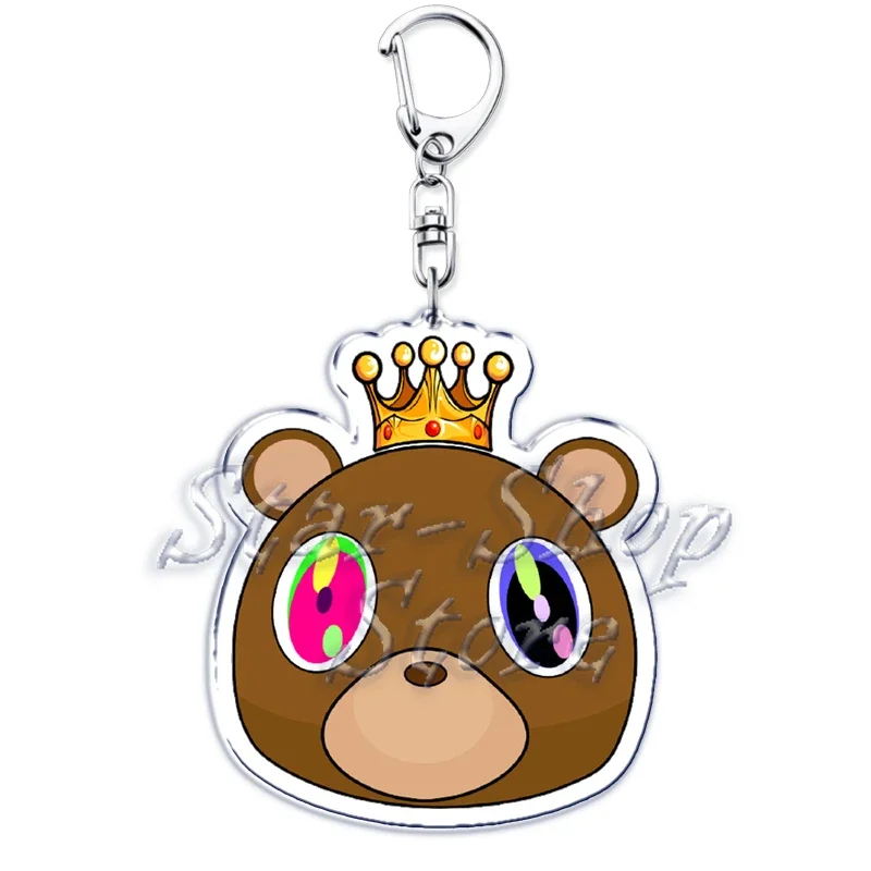 Popular Rapper YE Keychains for Accessories Bag Graduation Kanye Dropout Bear Key Chain Keyring Jewelry Fans Friends West Gifts
