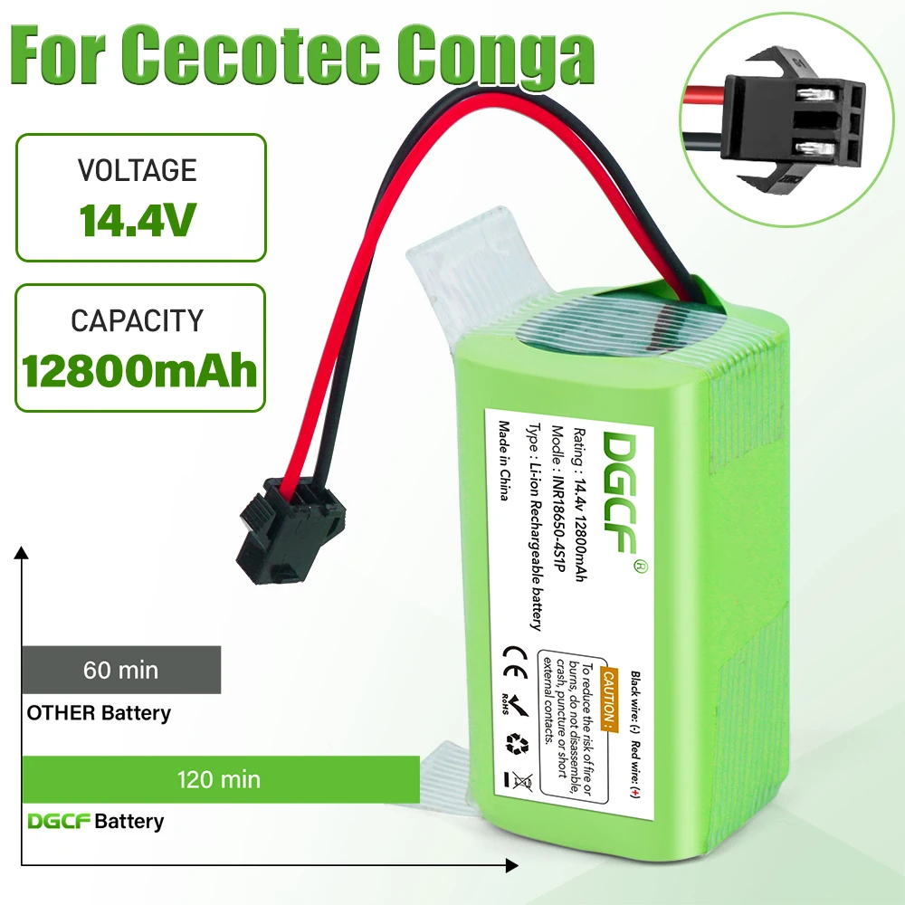 

14.4V6.8Ah Li-ion battery for Cecotec Conga Excellence 950 990 1090 Ecovacs Deebot DN621 601/605 Eufy RoboVac 35C Panda i7 V710