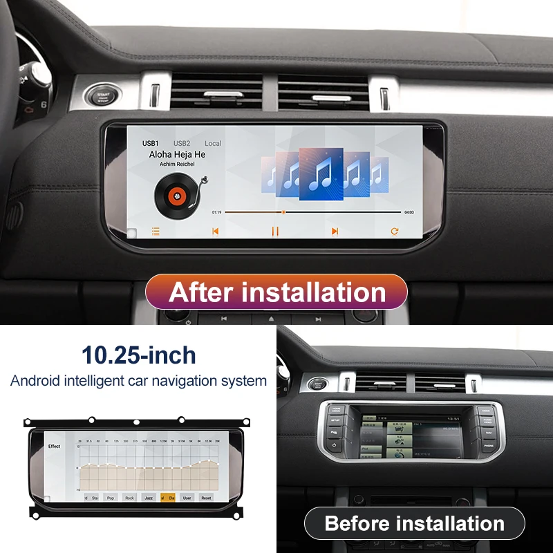 STWEI 10.25inch HD 8 Core Android13 Wireless Carplay Auto For Range Rover Evoque L538 Car Multimedia  Digital AirCon AC Panel
