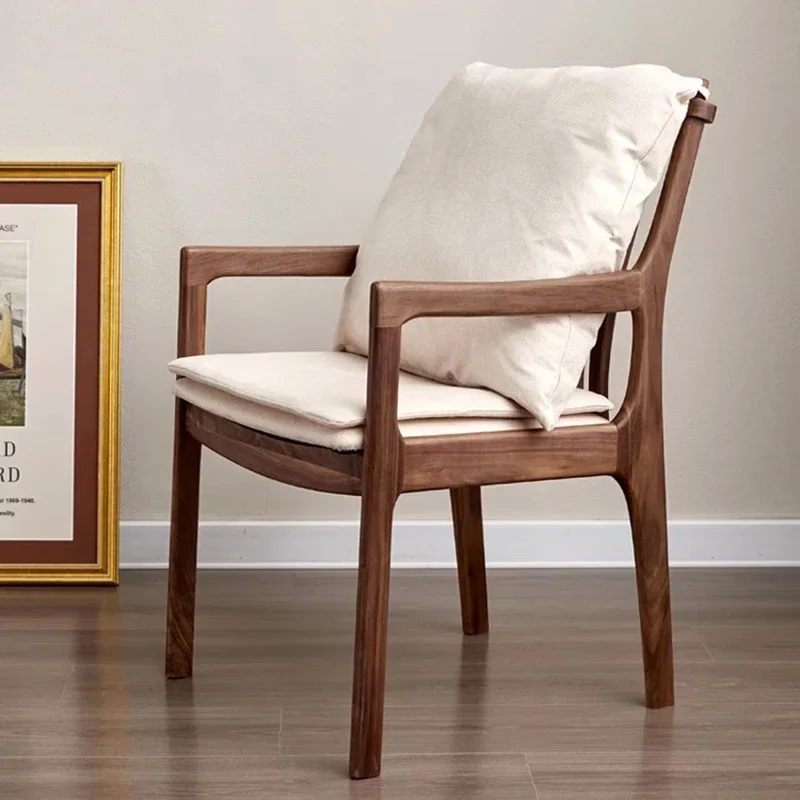 

Modern Wood Dining Chair Nordic Restaurant Walnut Handrail Dining Chair Ergonomic Backrest Home Furniture Sillas De Comedor FYDC