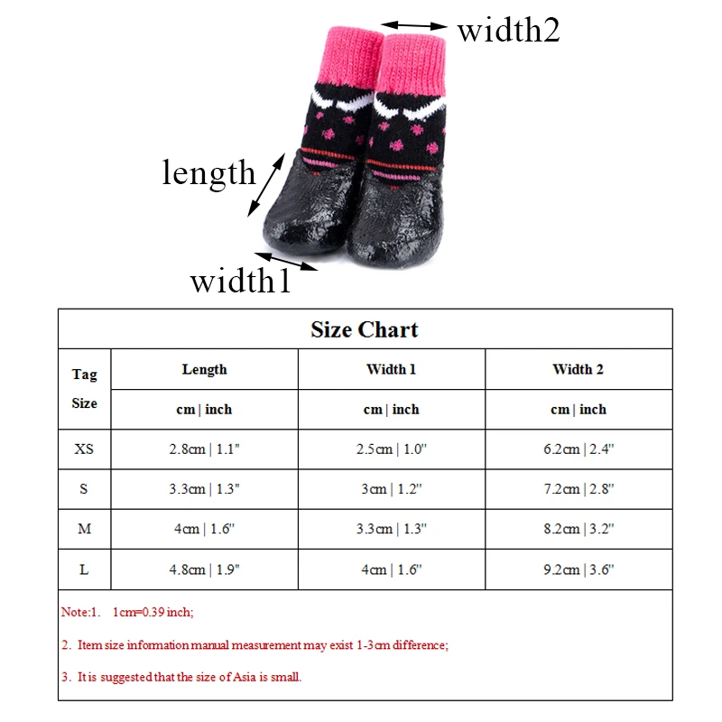 4Pcs/set Waterproof Pet Dog Shoes Cute Knitting Warm Socks For Small Medium Dogs Non-slip Rubber Cats Dogs Rain Snow Boots Socks