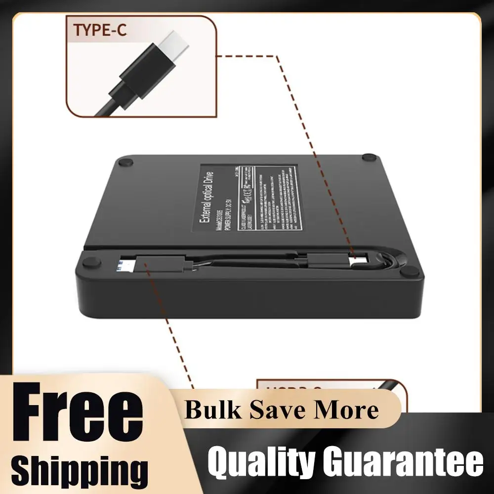 

External CD DVD Drive USB 3.0 & Type-C Drive Burner Recorder for /Linux Windows 7/8/10/11 Laptop PC