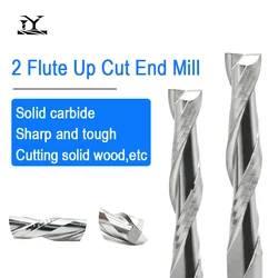 5pcs 2 Flute Up Cut Solid Carbide End Mill CNC Spiral Router Bit 3.175/4/6mm Flat Milling Cutter for Wood MDF PVC Engraving Tool