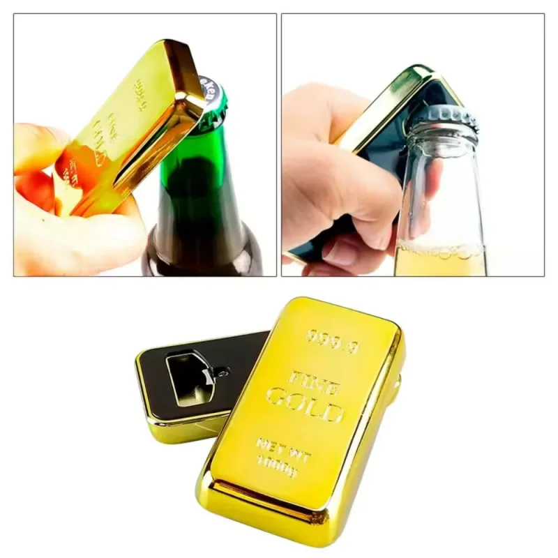 

NEW Creative Gold Bar Beer Opener Multi-Functional Magnetic Refrigerator Sticker Novelty Gift Bottle Opener Trendy Party Gadget