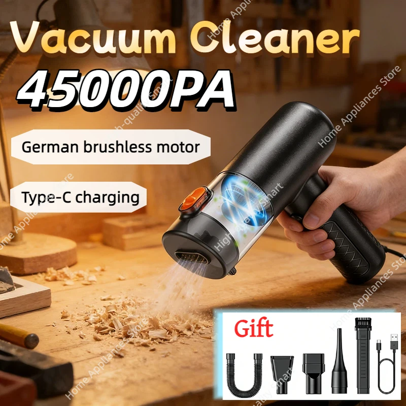 4 In1 Powerful Clean Machine Wireless Blowing Suction Car Vacuum Cleaner Type-C Charging 45000Pa Vacuum Cleaner household 2026