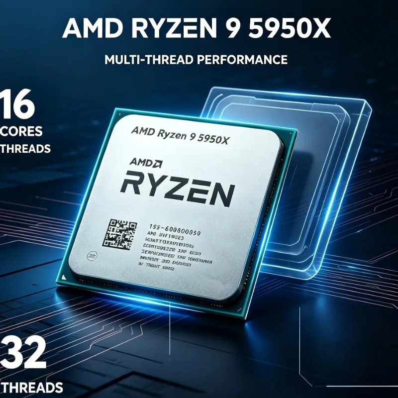 New AM4 CPU AMD Ryzen 9 5950X R9 5950X Zen3 105W TDP Multi-tasking Desktop Processor No Fan
