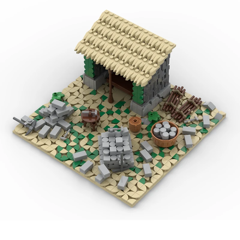 MOC- 214958   القرون الوسطى العمارة التعدين مخيم بنة نموذج الطوب مجموعة الهدايا الإبداعية الجسيمات الصغيرة الكبار لتقوم بها بنفسك لعبة 1139 قطعة
