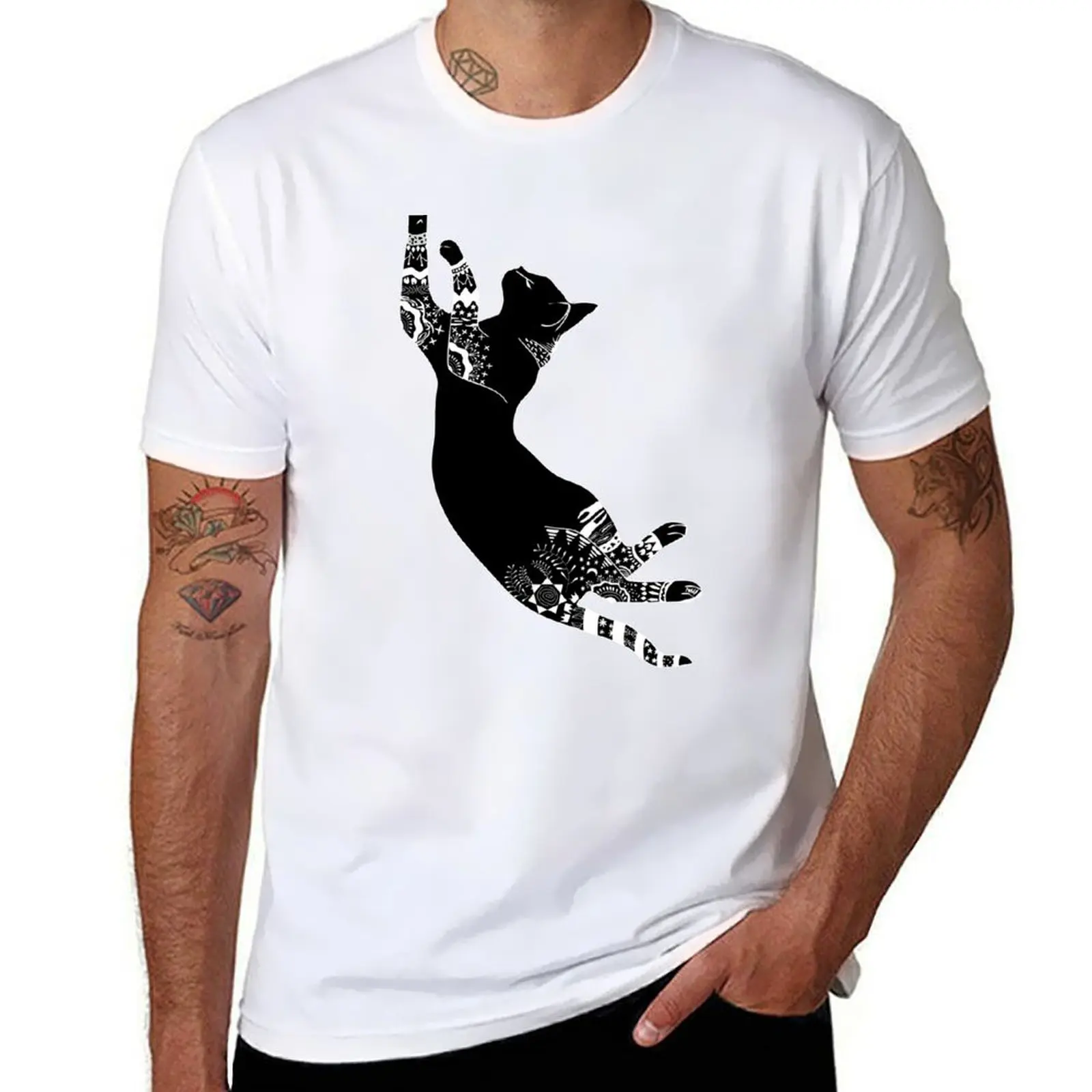 

Cat tattoo sleeve T-Shirt t shirts for man pack white t shirt man casual T-Shirt