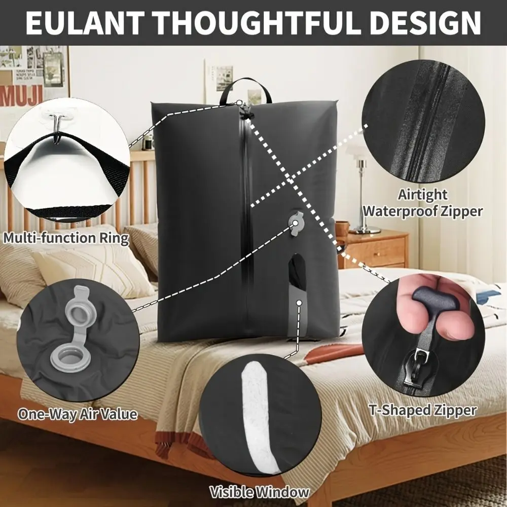 Reusable Vacuum Bags for Travel Dustproof Space Saver Vacuum Compression Bag Waterproof Luggage Vacuum Storage Bag Suitcase