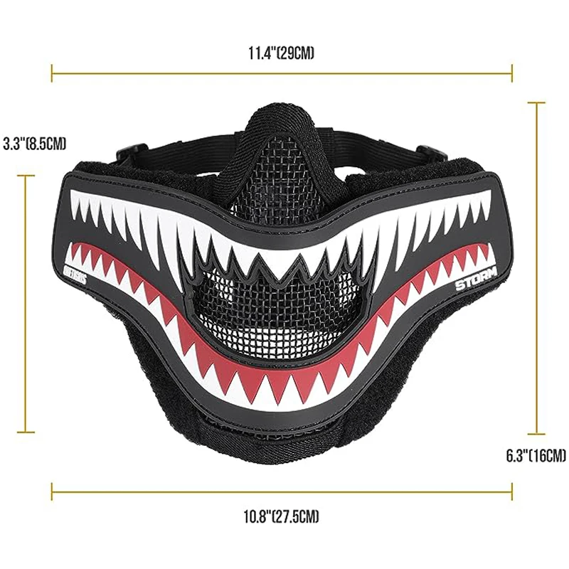 ONETIGRIS Tactical Foldable Mesh Mask XStorm Airsoft Mask & Patch Combo for Airsoft Paintball With Adjustable Elastic Belt Strap