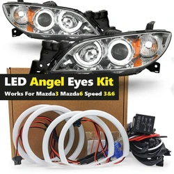 4Pcs For Mazda 3 6 mazda3 BK 2003-2009 Mazda6 MPS 2002-2008 Excellent Ultra bright Cotton Angel Eyes kit halo rings DRL