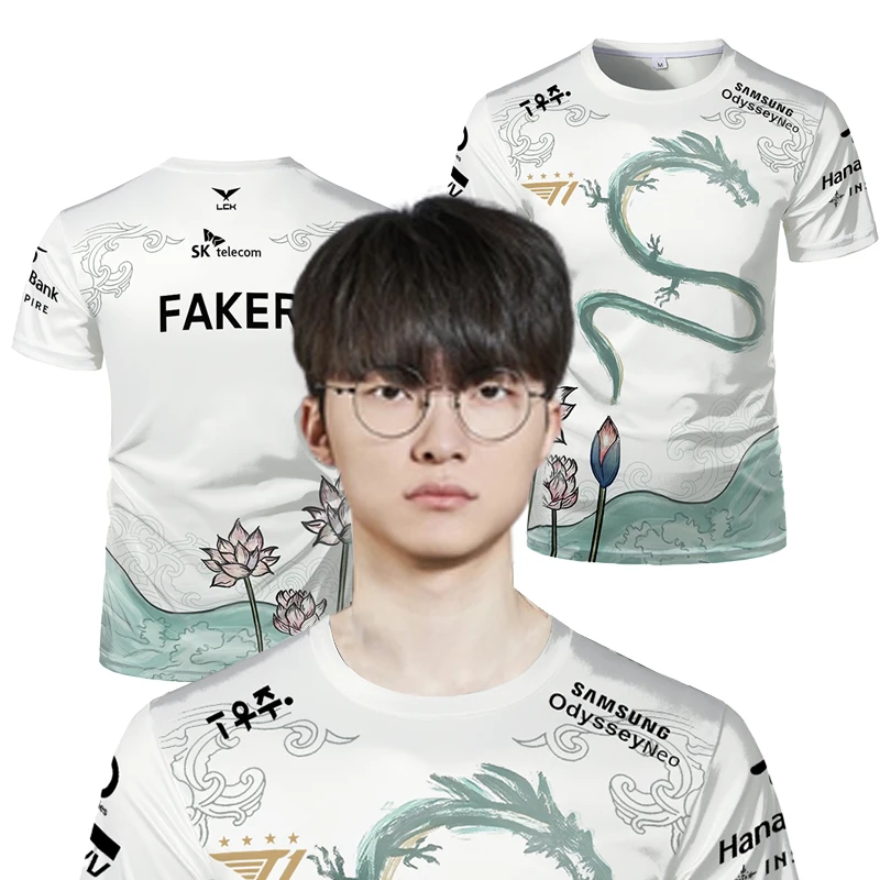 2024 جديد T1 E-Sports Club Faker طبعة خاصة جيرسي جامعة أساطير T1 طبعة محدودة تي شيرت الألعاب الرياضية للجنسين القمم