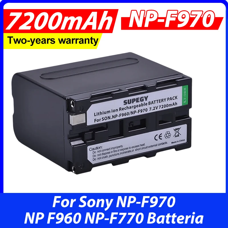 2Pcs 7.2V 7200mAh NP-F970 NP-F960 Camera Batteries with LED Power Indicator for Sony NP-F970NP F960 NP-F770 Batteria