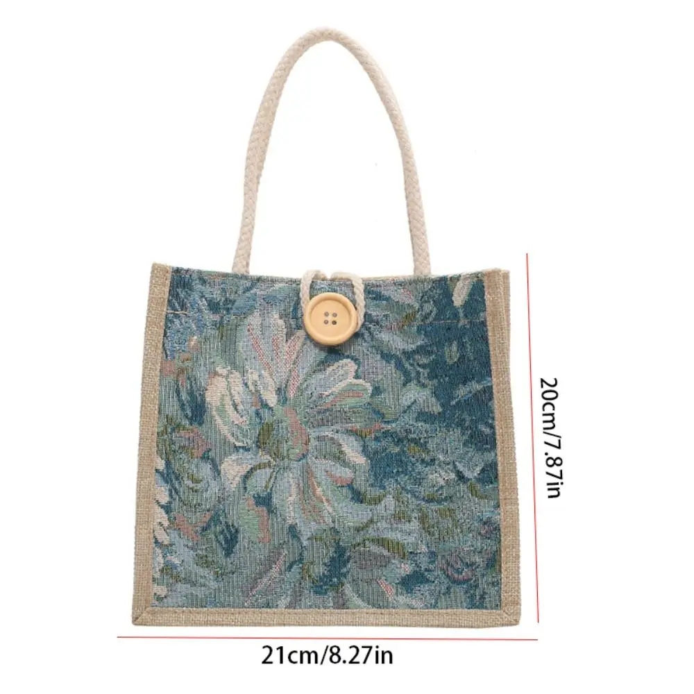 Sac en toile de style ethnique imprimé mignon, sac fourre-tout portable, sac à main en lin, sac de maman, sac de rangement, sac à déjeuner imprimé grill pour enfants