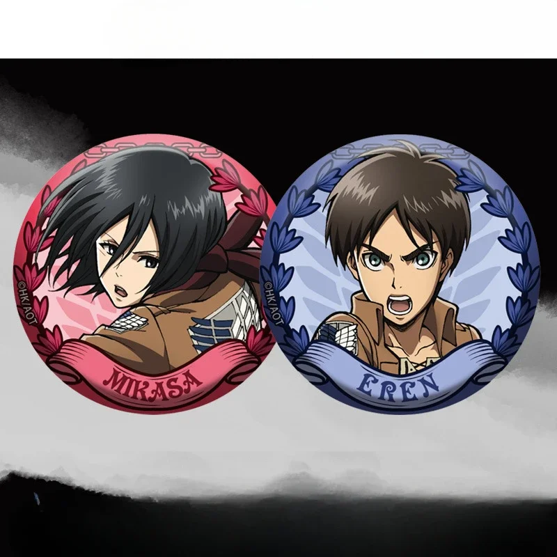 5.8cm High Quality Brooches Eren Jaeger Mikasa·Ackerman Armin Arlert Figure Badge Fashion Personality Accessory Decor Collection