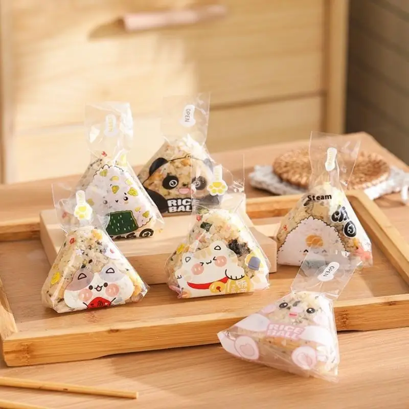 50 Uds. Envoltorios Onigiri de algas marinas triangulares japonesas de dibujos animados-desechables de calidad alimentaria para Sushi Bento práctico lindo